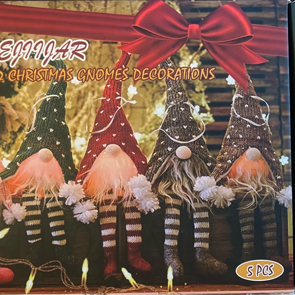 4-PEJIIJAR Lighted Christmas Gnome Decorations Set.
